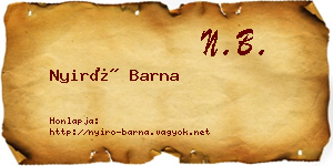 Nyirő Barna névjegykártya